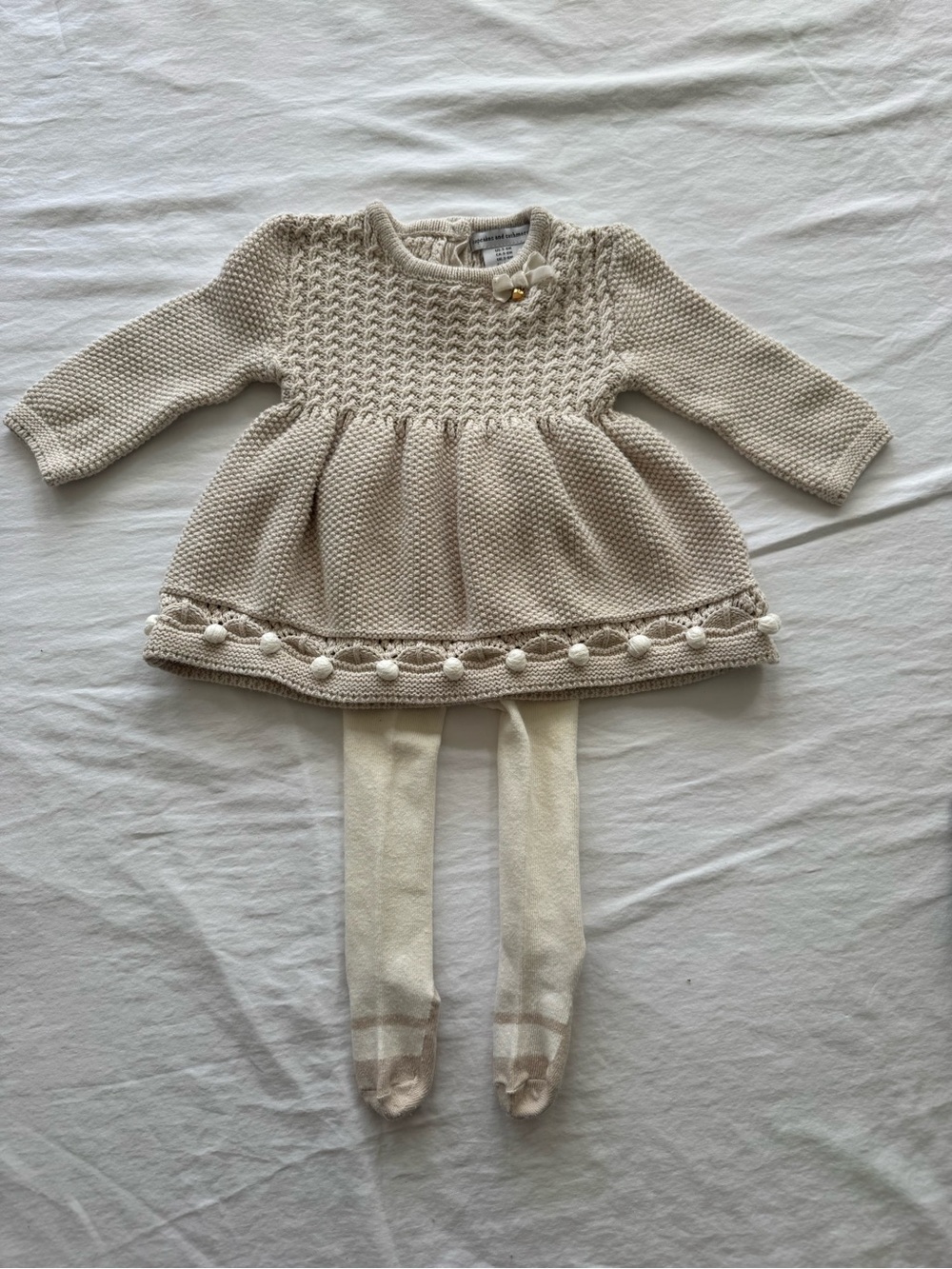 Baby girl 3-6 month cupcakes & cashmere Cream Cable-Knit Sweater dress with Bow
